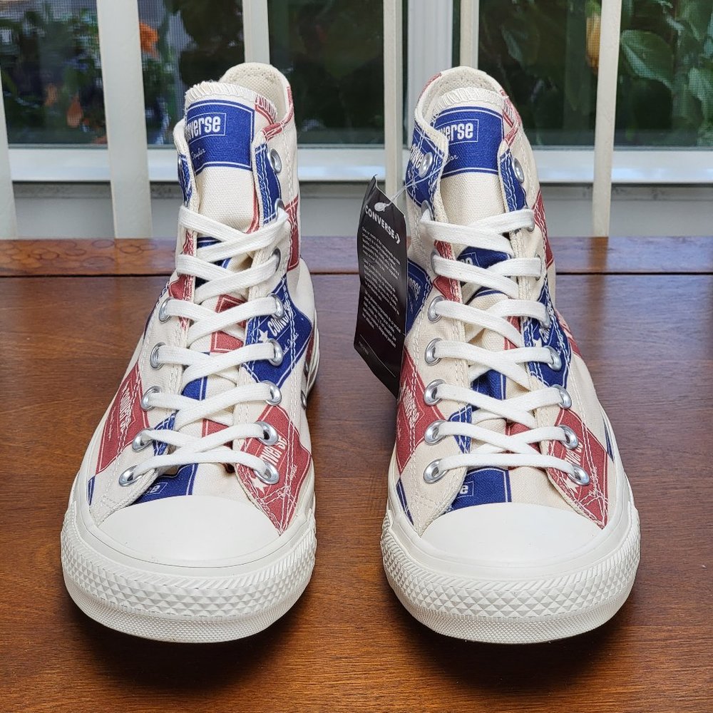 Converse Chuck Taylor All Star Hi Canvas 166500C Egret/Blue/Gym Red Size 7.5 Men - Picture 3 of 11